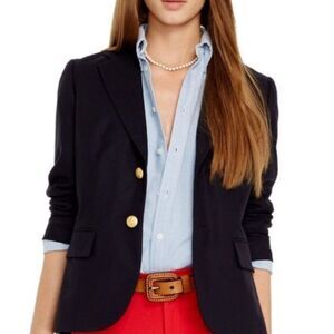 Ralph Lauren Sweater Blazer Cotton Blend Womens Navy Blue size 2 gold buttons